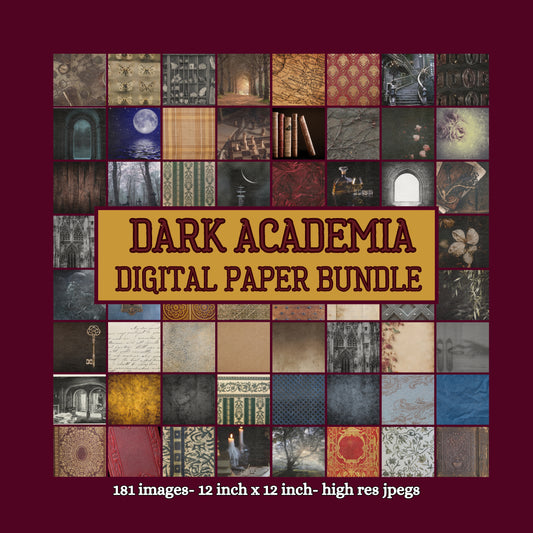 Dark Academia Digital Paper Bundle, Victorian Scrapbook Paper, Mega Kit Printable Paper Antique Textures Wallpaper Moody Gothic Art Collage