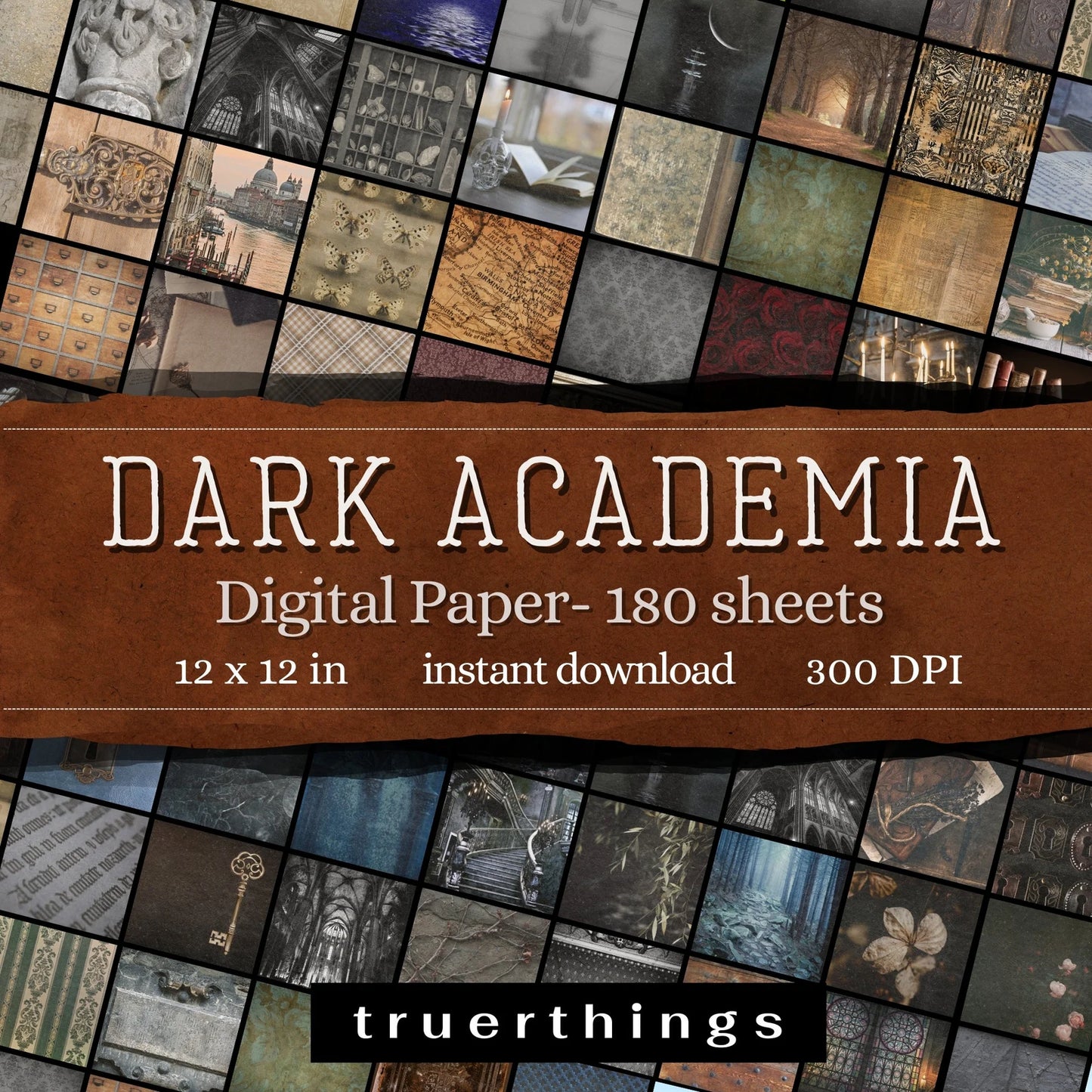 Dark Academia Digital Paper Bundle, Victorian Scrapbook Paper, Mega Kit Printable Paper Antique Textures Wallpaper Moody Gothic Art Collage