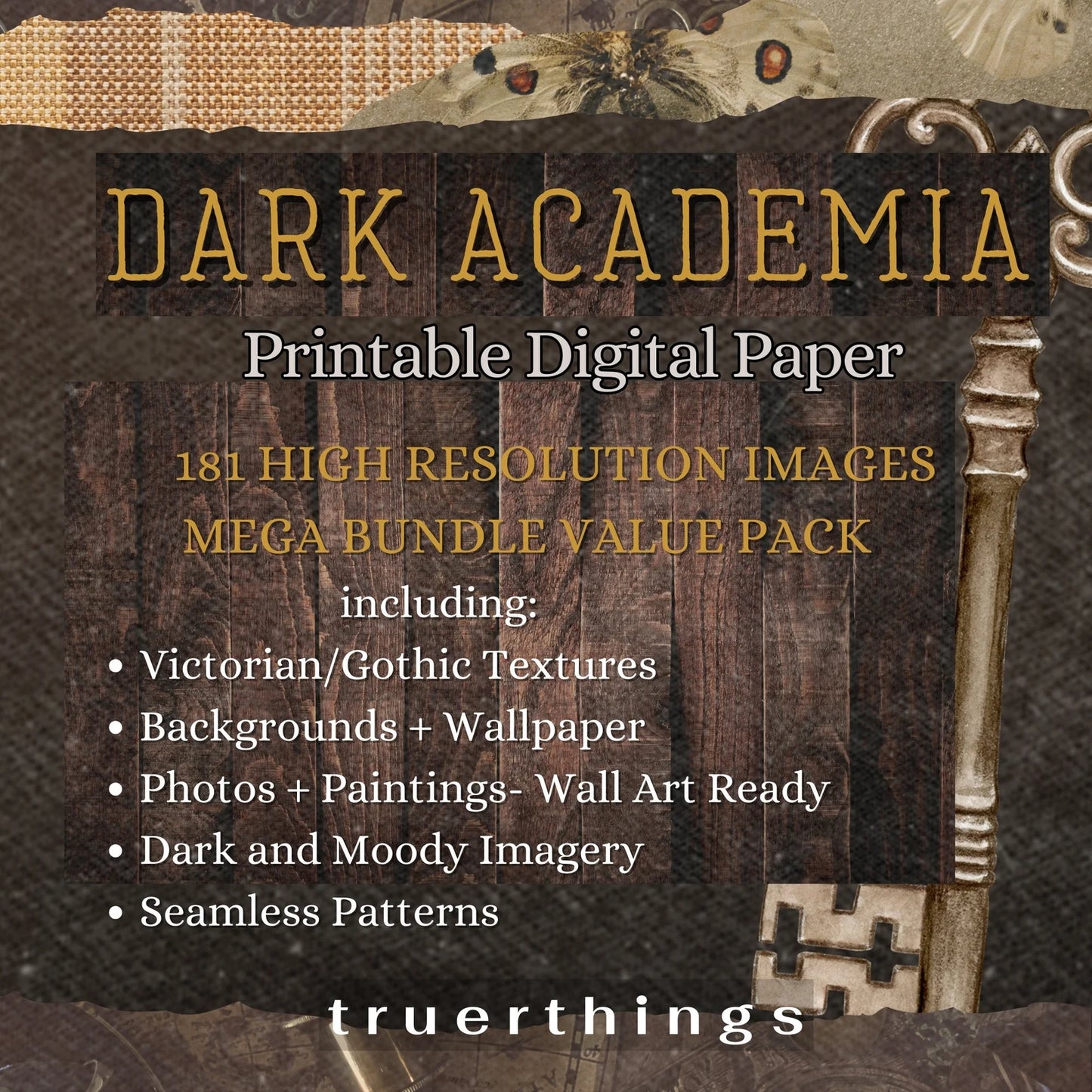 Dark Academia Digital Paper Bundle, Victorian Scrapbook Paper, Mega Kit Printable Paper Antique Textures Wallpaper Moody Gothic Art Collage