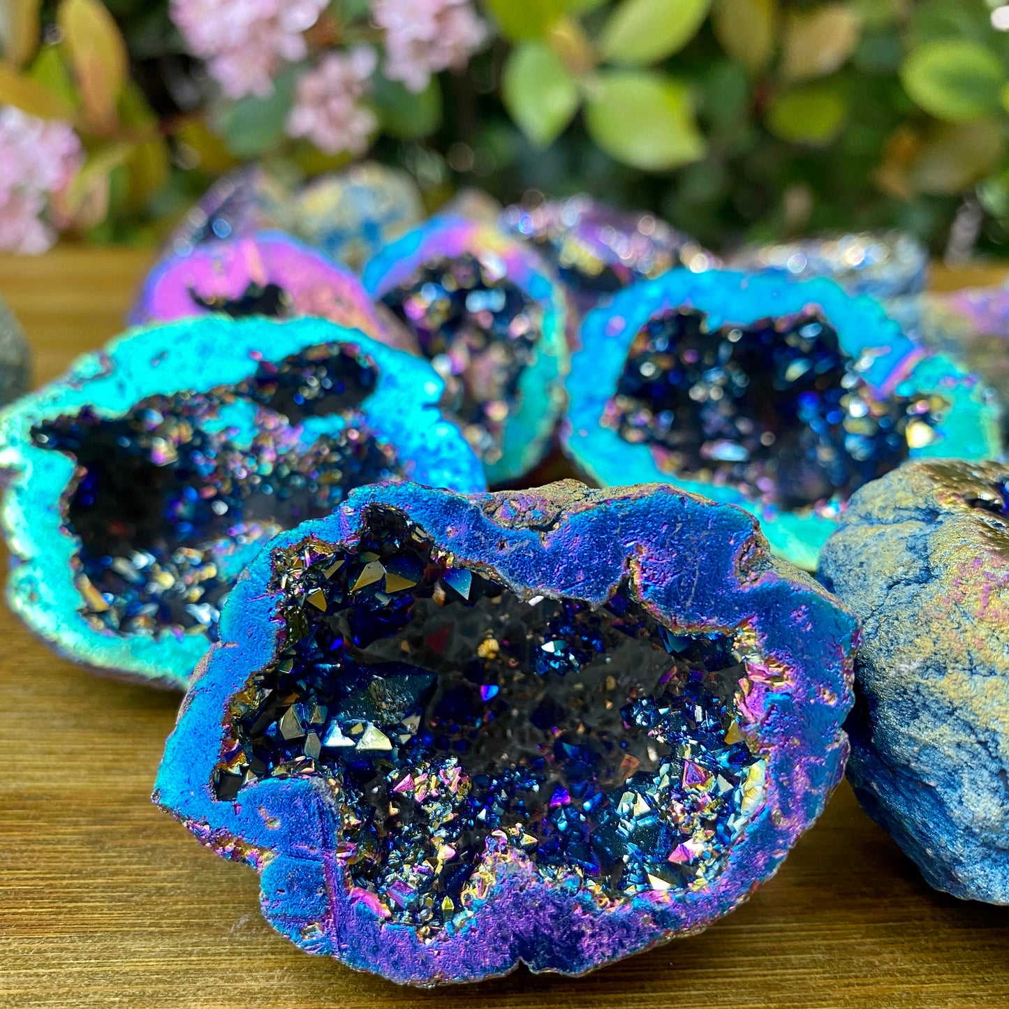 Crystal Geodes, Chakra Charging- Rainbow Aura Cleansing Quartz, Spiritual Decor- Enchanting Fairy Stones Magic Mother's Day Gift, Home Decor