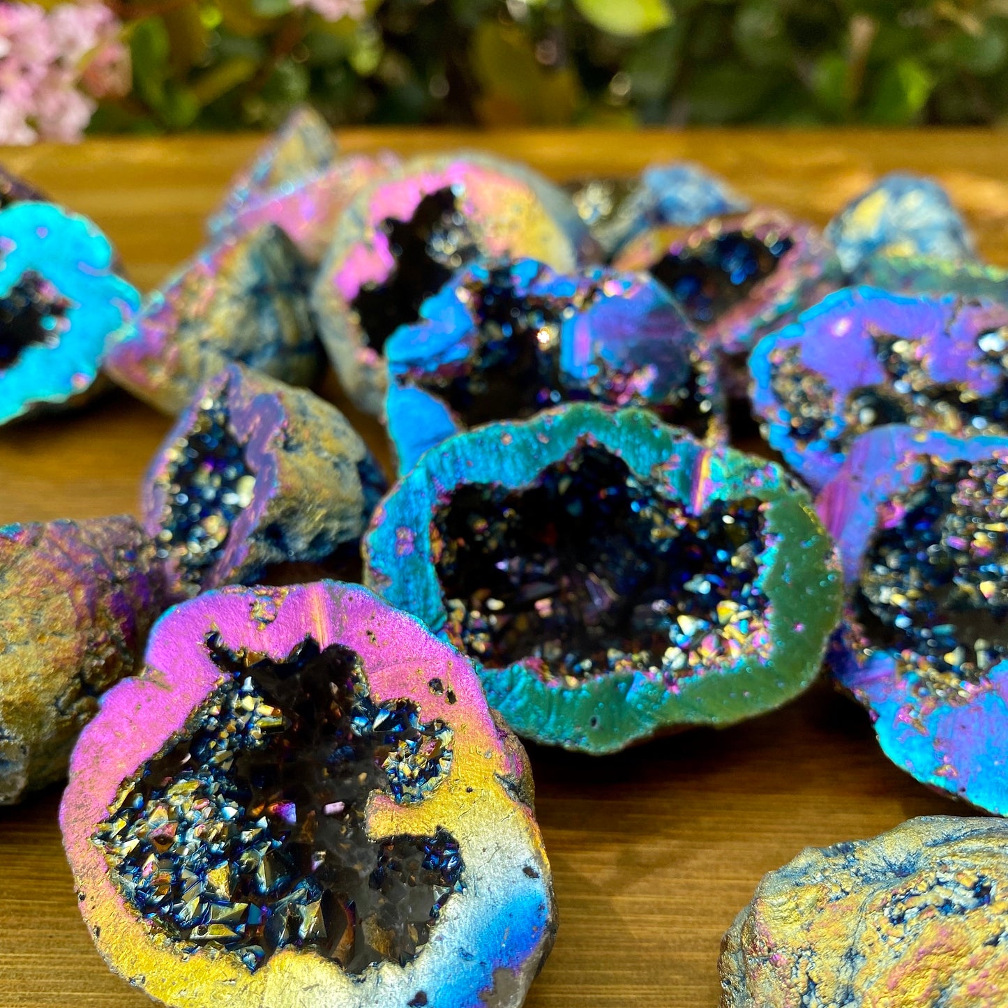 Crystal Geodes, Chakra Charging- Rainbow Aura Cleansing Quartz, Spiritual Decor- Enchanting Fairy Stones Magic Mother's Day Gift, Home Decor