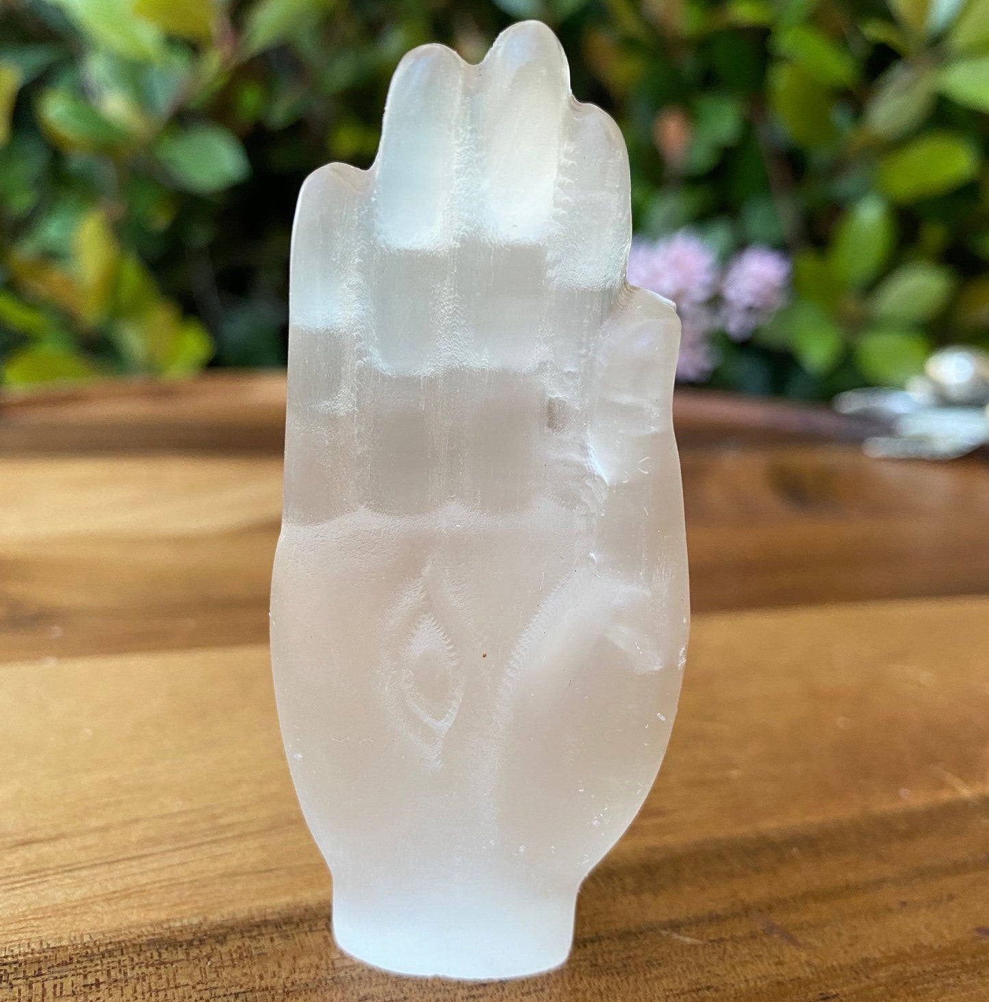 Selenite Hamsa Healing Crystal- Palm Stone: Spiritual Wellness, Meditation, Chakra Balancing, Energy Cleansing- Home Decor Gift Mother's Day