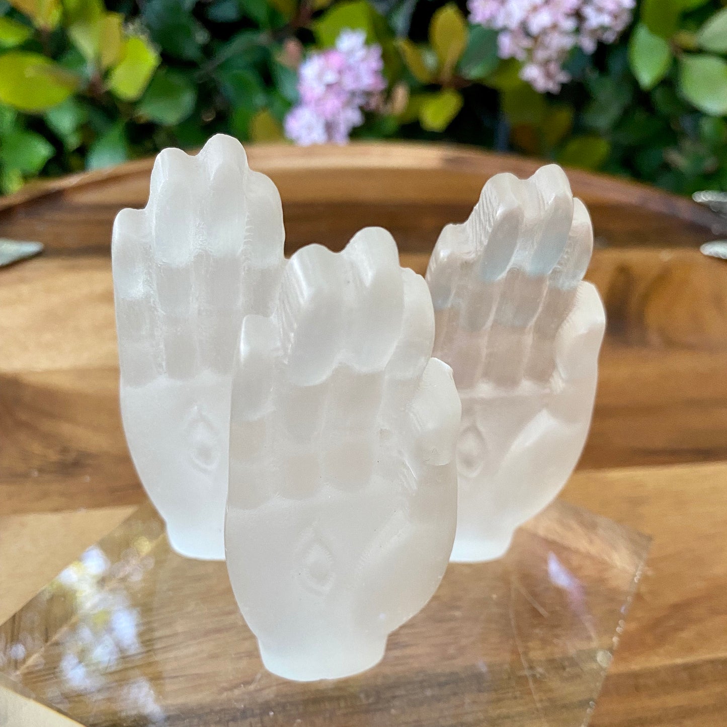 Selenite Hamsa Healing Crystal- Palm Stone: Spiritual Wellness, Meditation, Chakra Balancing, Energy Cleansing- Home Decor Gift Mother's Day