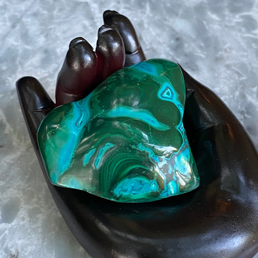 Malachite and Chrysocolla Cabochon, Green Freeform Malachite Crystal Healing EMF Protection Stone Tumbled Green Mineral  Raw for Wealth Luck