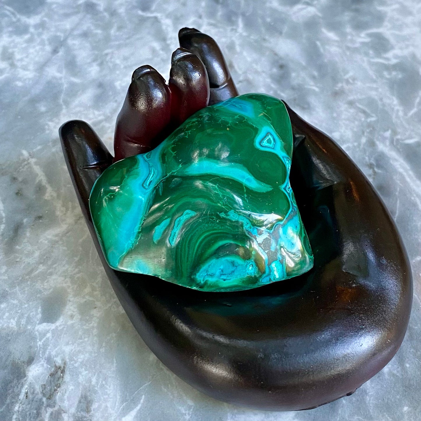 Malachite and Chrysocolla Cabochon, Green Freeform Malachite Crystal Healing EMF Protection Stone Tumbled Green Mineral  Raw for Wealth Luck