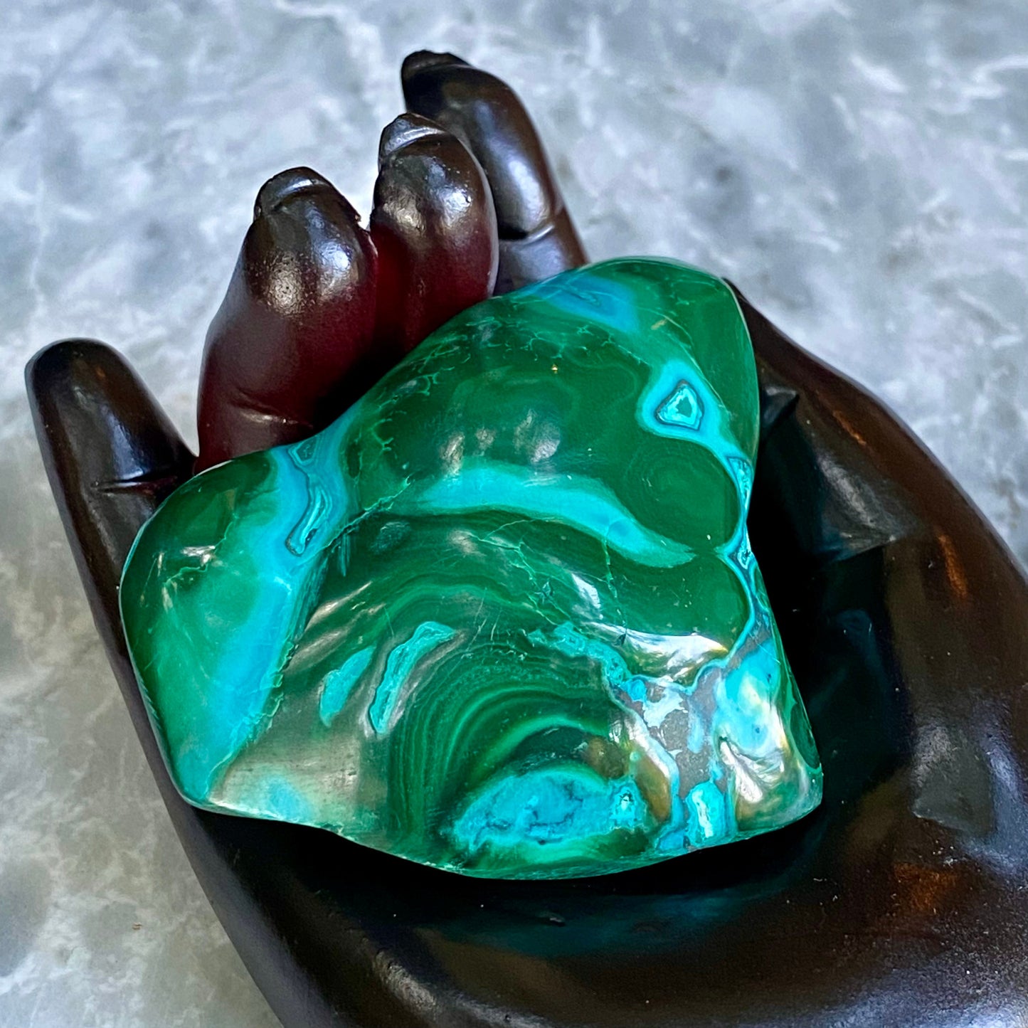 Malachite and Chrysocolla Cabochon, Green Freeform Malachite Crystal Healing EMF Protection Stone Tumbled Green Mineral  Raw for Wealth Luck