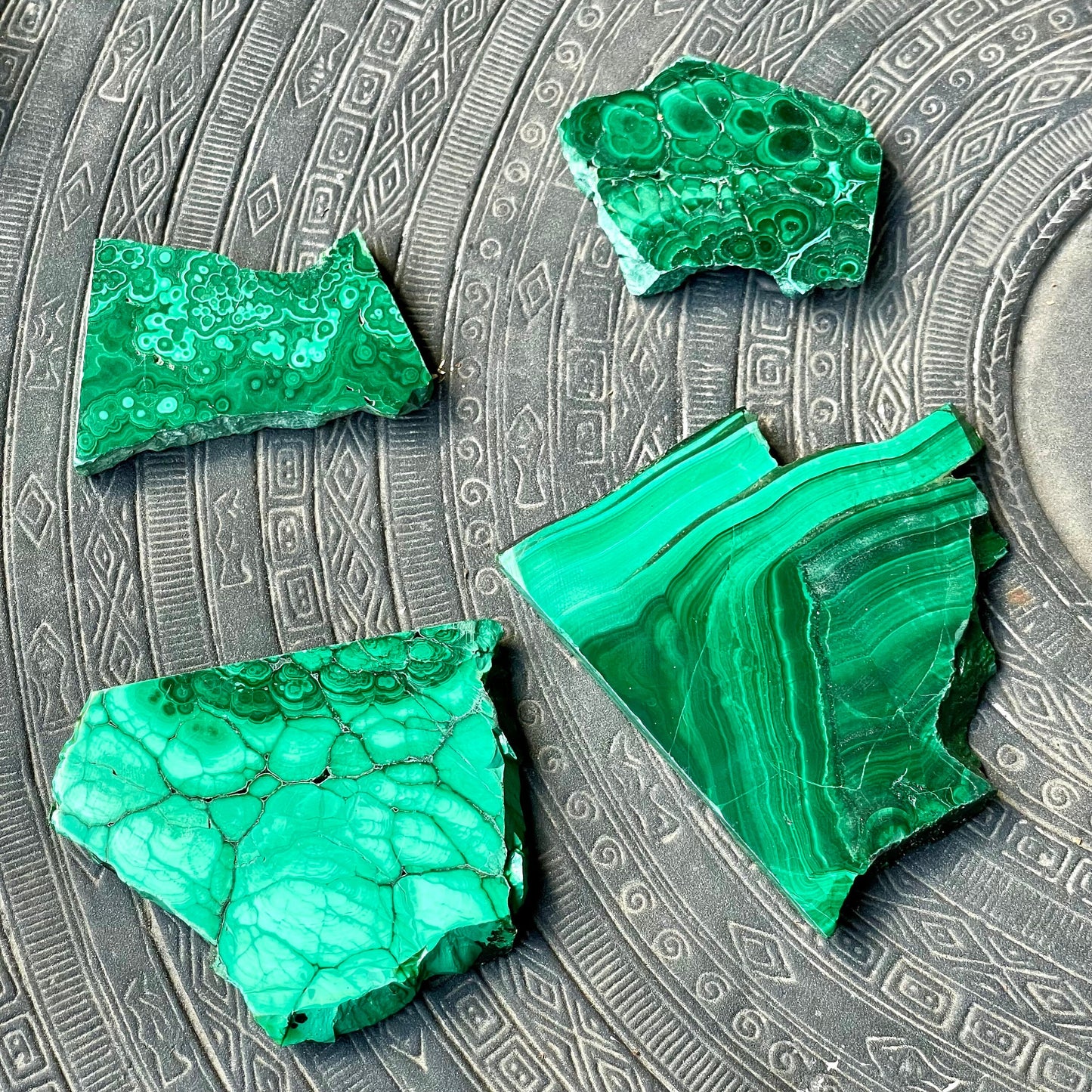 Malachite Slabs, Raw Slice Malachite, Green Crystal Protection Travel Stone Wealth Luck Health