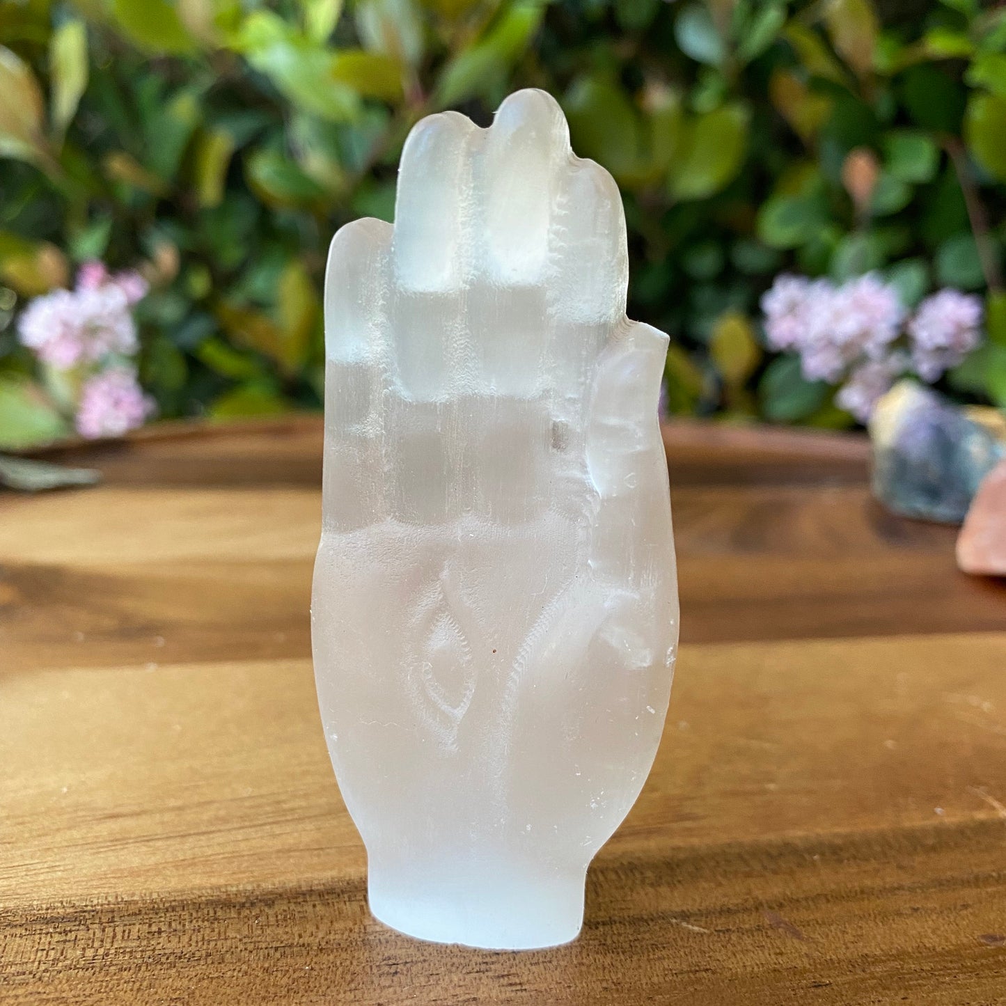 Selenite Hamsa Healing Crystal- Palm Stone: Spiritual Wellness, Meditation, Chakra Balancing, Energy Cleansing- Home Decor Gift Mother's Day