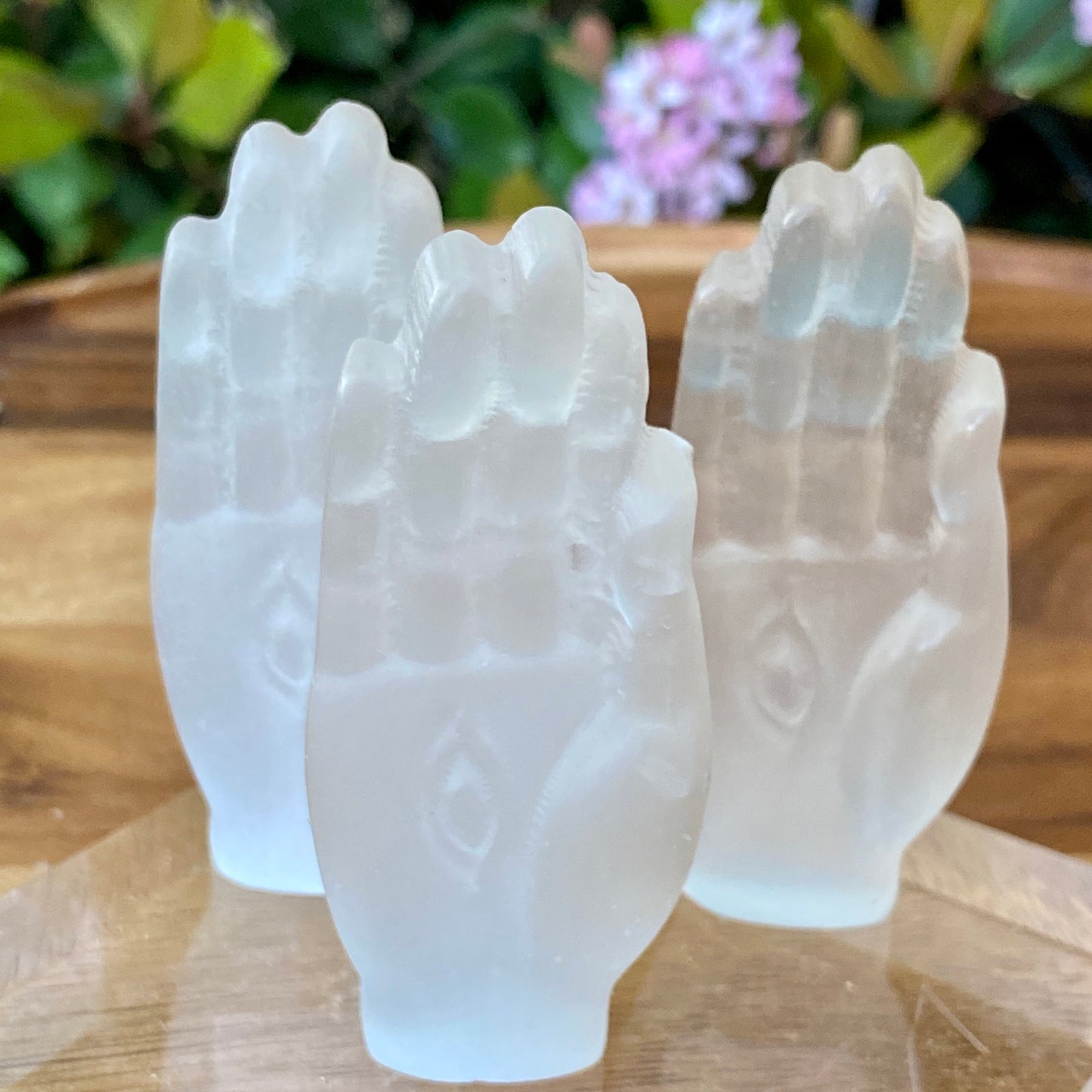 Selenite Hamsa Healing Crystal- Palm Stone: Spiritual Wellness, Meditation, Chakra Balancing, Energy Cleansing- Home Decor Gift Mother's Day