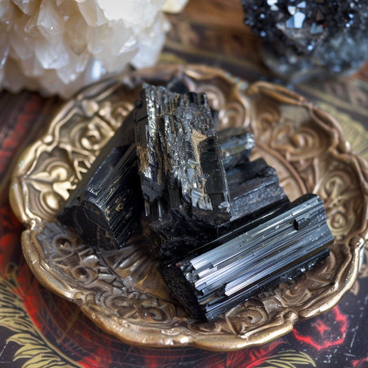 rough black tourmaline crystals, raw, natural for grounding and protection- root chakra