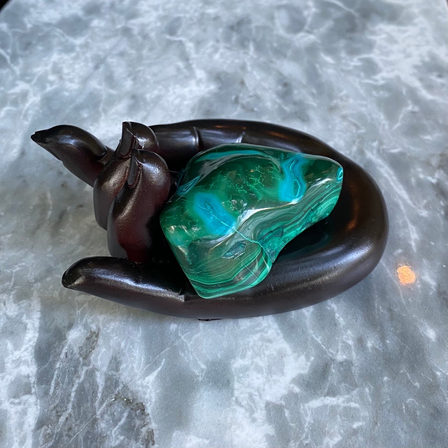 Malachite and Chrysocolla Cabochon, Green Freeform Malachite Crystal Healing EMF Protection Stone Tumbled Green Mineral  Raw for Wealth Luck