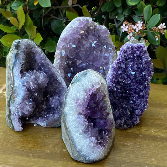 Natural Amethyst Crystals for Sale, Raw Amethyst Geode Base- Unique Home Decor Gift for Her, Office Decor Bookends, Healing Crystal Stands