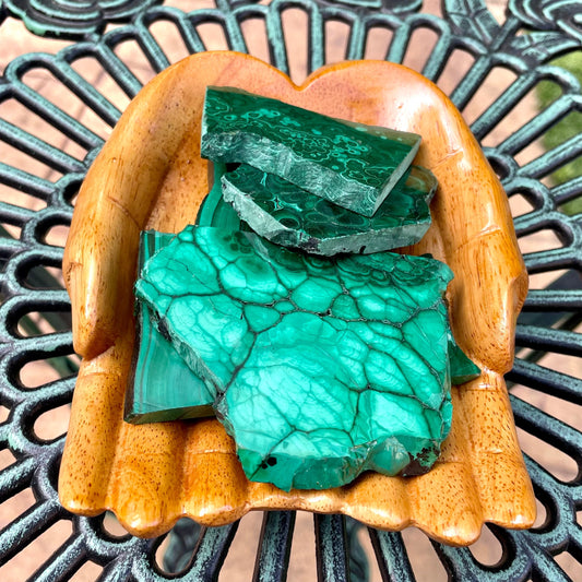 Malachite Slabs, Raw Slice Malachite, Green Crystal Protection Travel Stone Wealth Luck Health