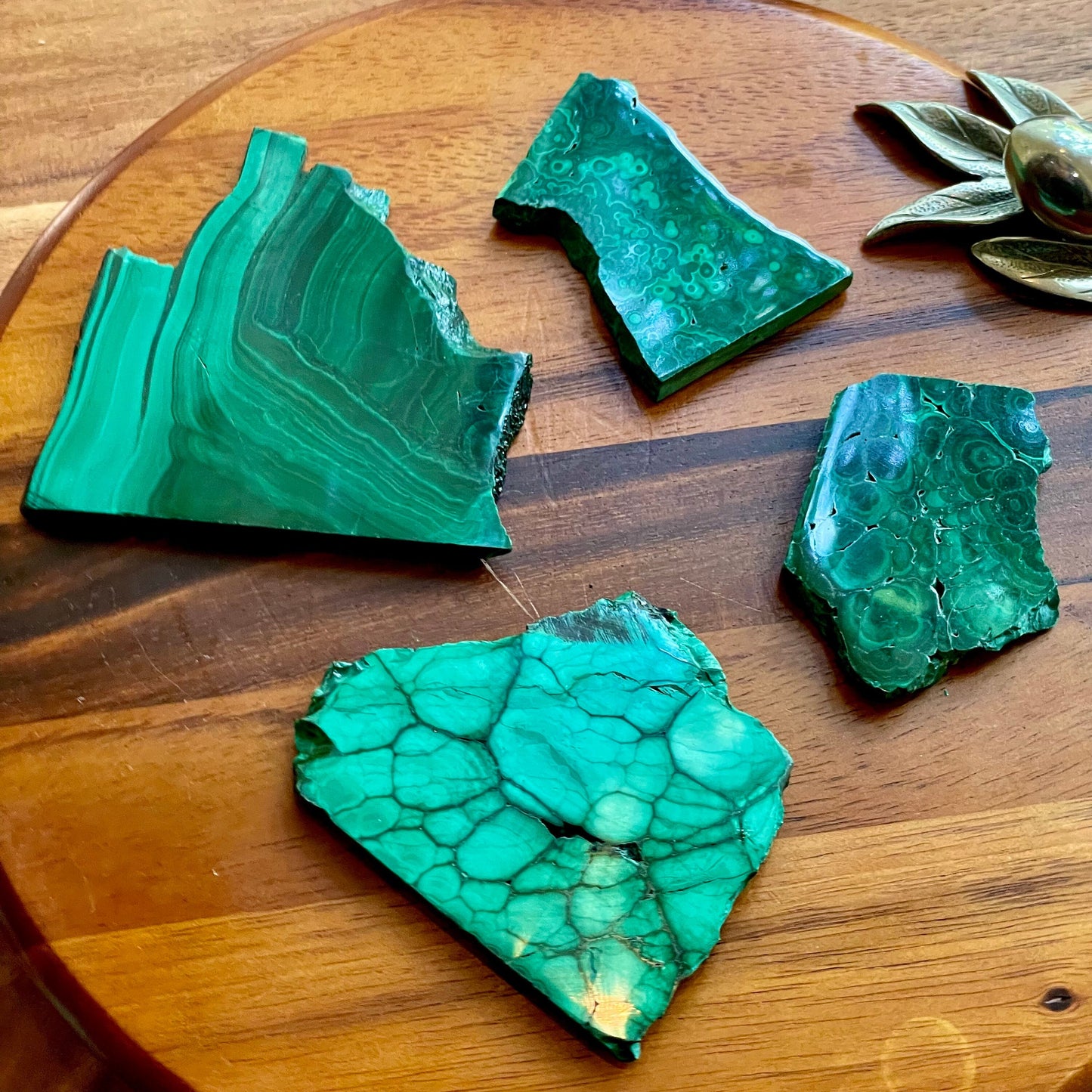 Malachite Slabs, Raw Slice Malachite, Green Crystal Protection Travel Stone Wealth Luck Health