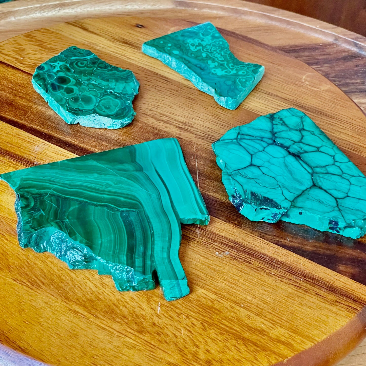 Malachite Slabs, Raw Slice Malachite, Green Crystal Protection Travel Stone Wealth Luck Health