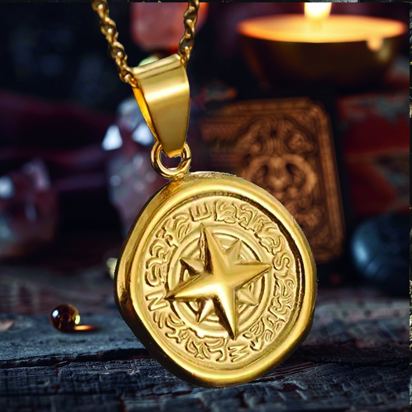 Compass Pendant Necklace in Gold, Silver- Stamped Jewelry Vintage Compass Necklace Talisman for Intuition, Inner Power, Spiritual Guidance