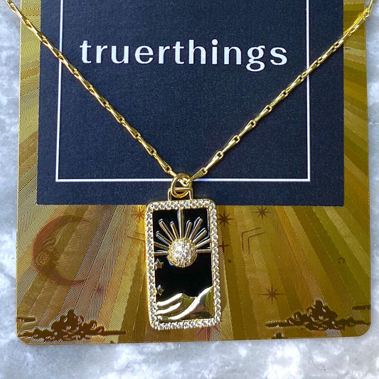 Gold Sun Necklace, Tarot Card Necklace The Sun, Tarot Necklace Protection Amulet, Graduate Religious Gift for Her, Stars Sun Burst sunrise