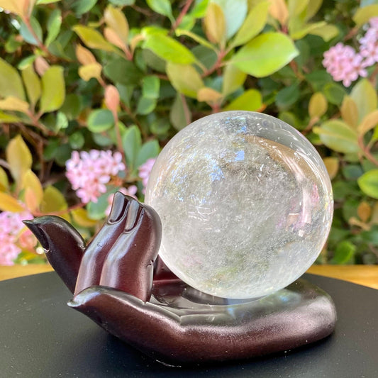 Clear Quartz Crystal Balls & Unique Crystal Ball Stand, Healing Crystal Seer Scrying Ball, Fortune Telling Tool Psychic Spiritual Home Decor