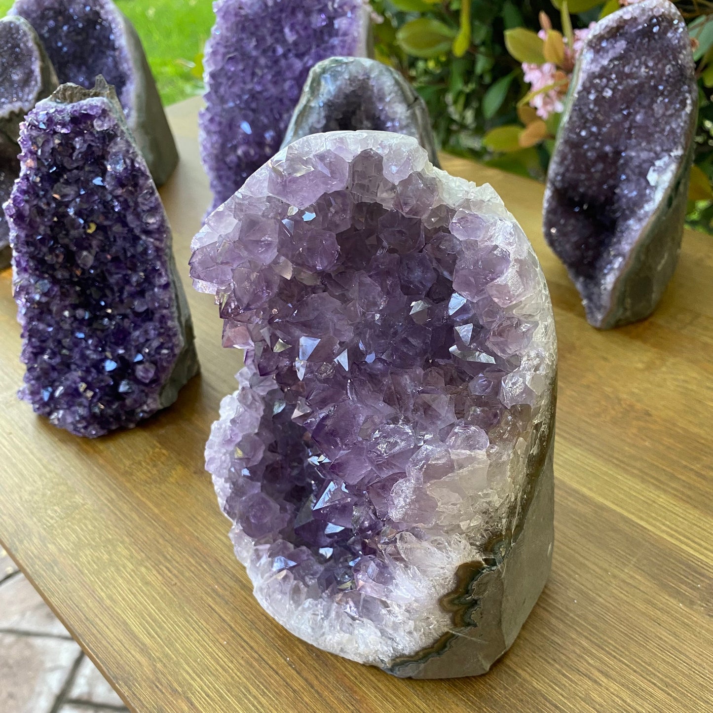 Natural Amethyst Crystals for Sale, Raw Amethyst Geode Base- Unique Home Decor Gift for Her, Office Decor Bookends, Healing Crystal Stands