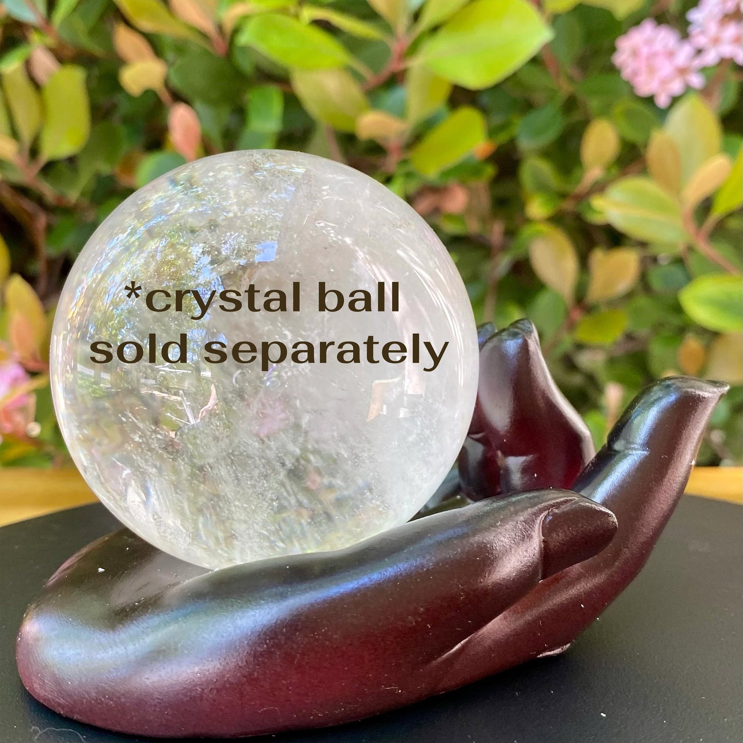 Hand Shaped Display Dish- Hand Carved Polished Dark Wood Crystal Ball Holder, Palm Tarot Card Altar Bowl, Collector Stand- Unique Home Decor