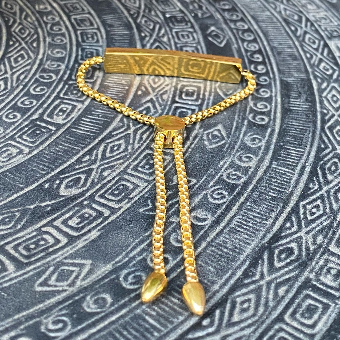 Attract Wealth Money Talisman- Good Luck Charm Gold Bar Bracelet- Adjustable Chain, Green Gemstones, Abundance, Prosperity, Money Spell Oil