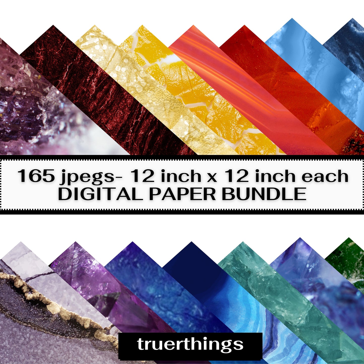 Crystal Printable Paper Textures Colorful Gemstone Marbled Digital Paper Backgrounds Rainbow Paper Bundle Junk Journal Textures Scrapbook