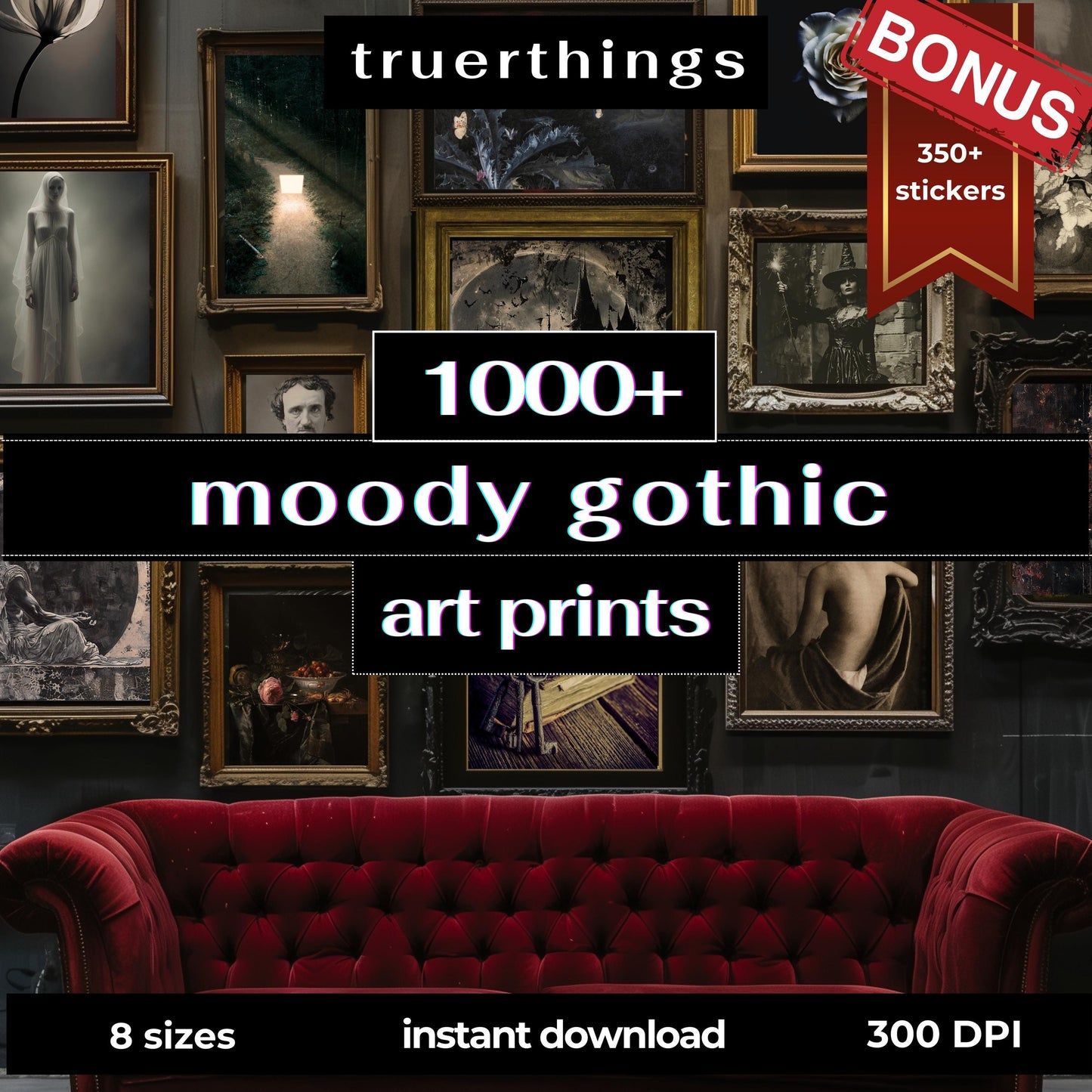 Moody Gothic Mega Bundle Gallery Wall Digital Art Halloween Victorian Digital Download Antique Prints Dark Academia Whimsigoth Moody Florals