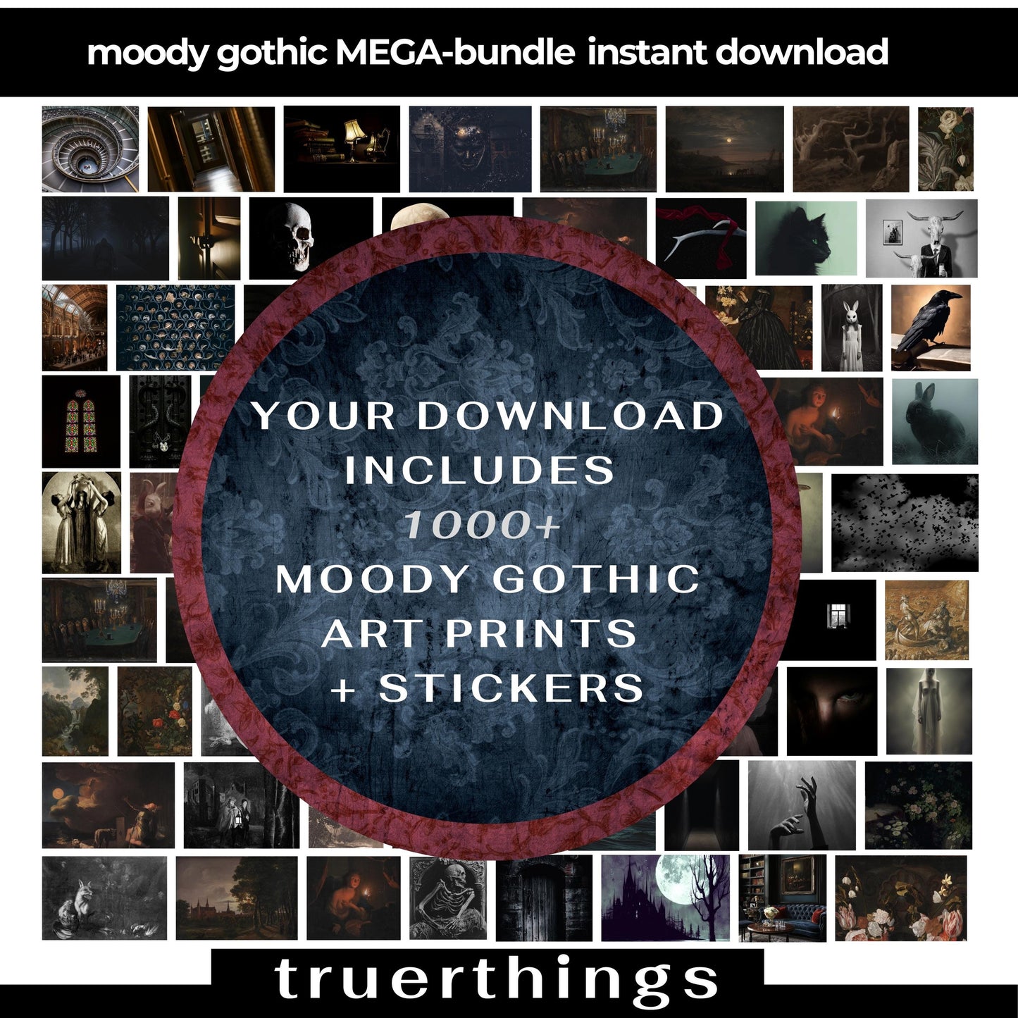 Moody Gothic Mega Bundle Gallery Wall Digital Art Halloween Victorian Digital Download Antique Prints Dark Academia Whimsigoth Moody Florals