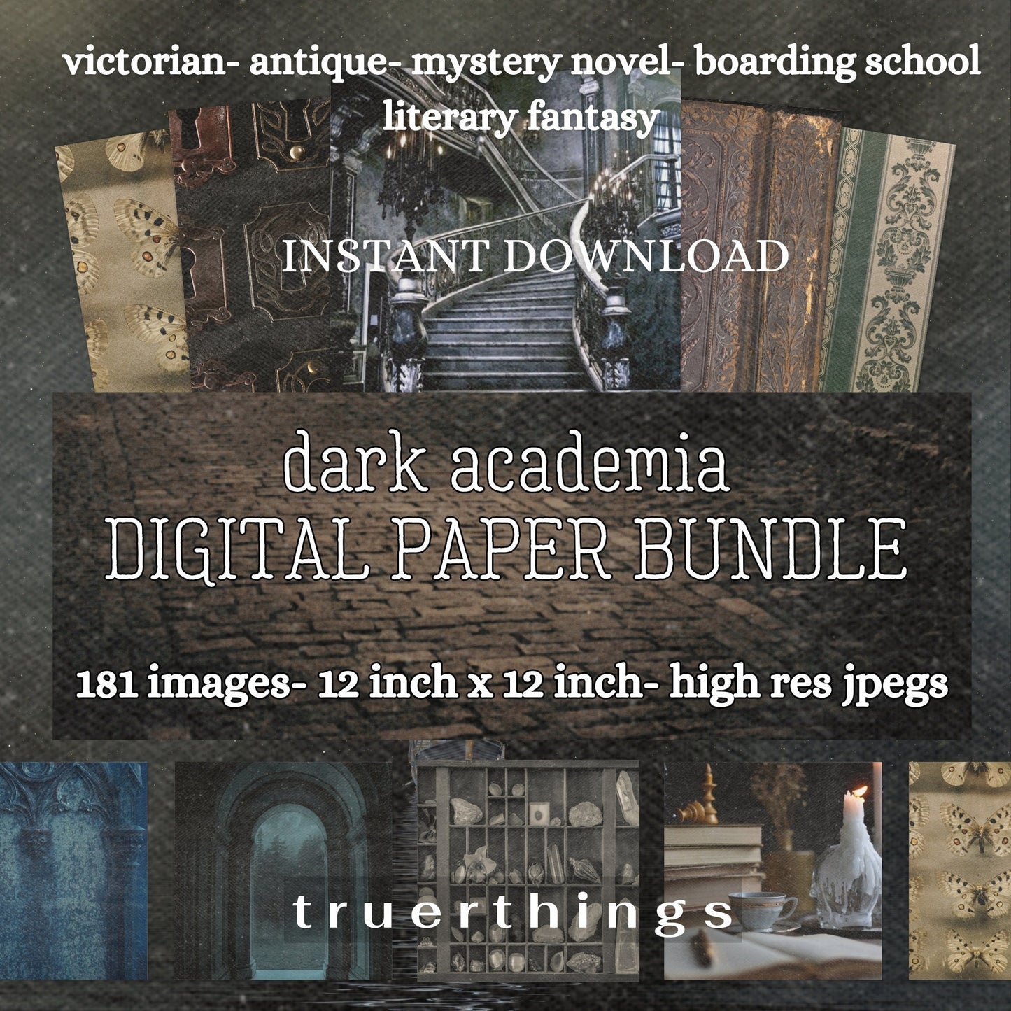 Dark Academia Scrapbook Bundle Vintage Printable Backgrounds Victorian Wallpaper Digital Download Paper Whimsigoth Aesthetic Virtual Collage