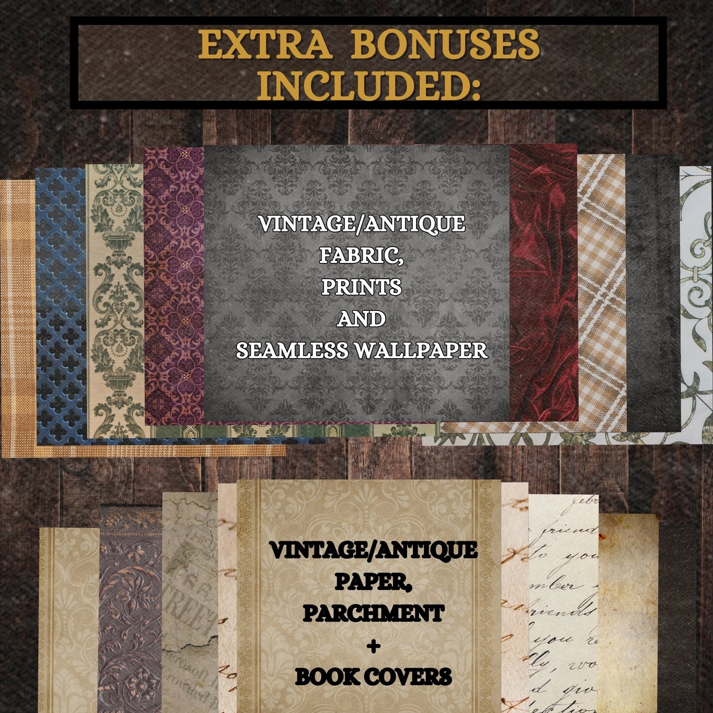 Dark Academia Digital Paper Bundle Victorian Scrapbook Paper Mega Art Kit Printable Paper Antique Textures Wallpaper Moody Gothic Collage