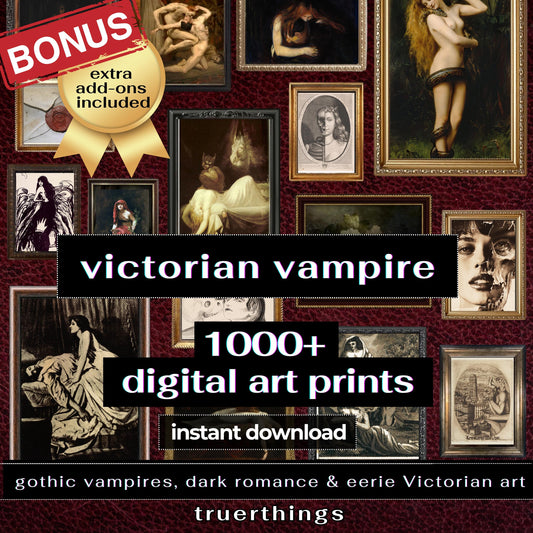 Victorian Vampire Digital Download Gallery Wall Art Gothic Romance Printable Bundle Vintage Halloween Decor Spooky Collage Kit Dark Academia