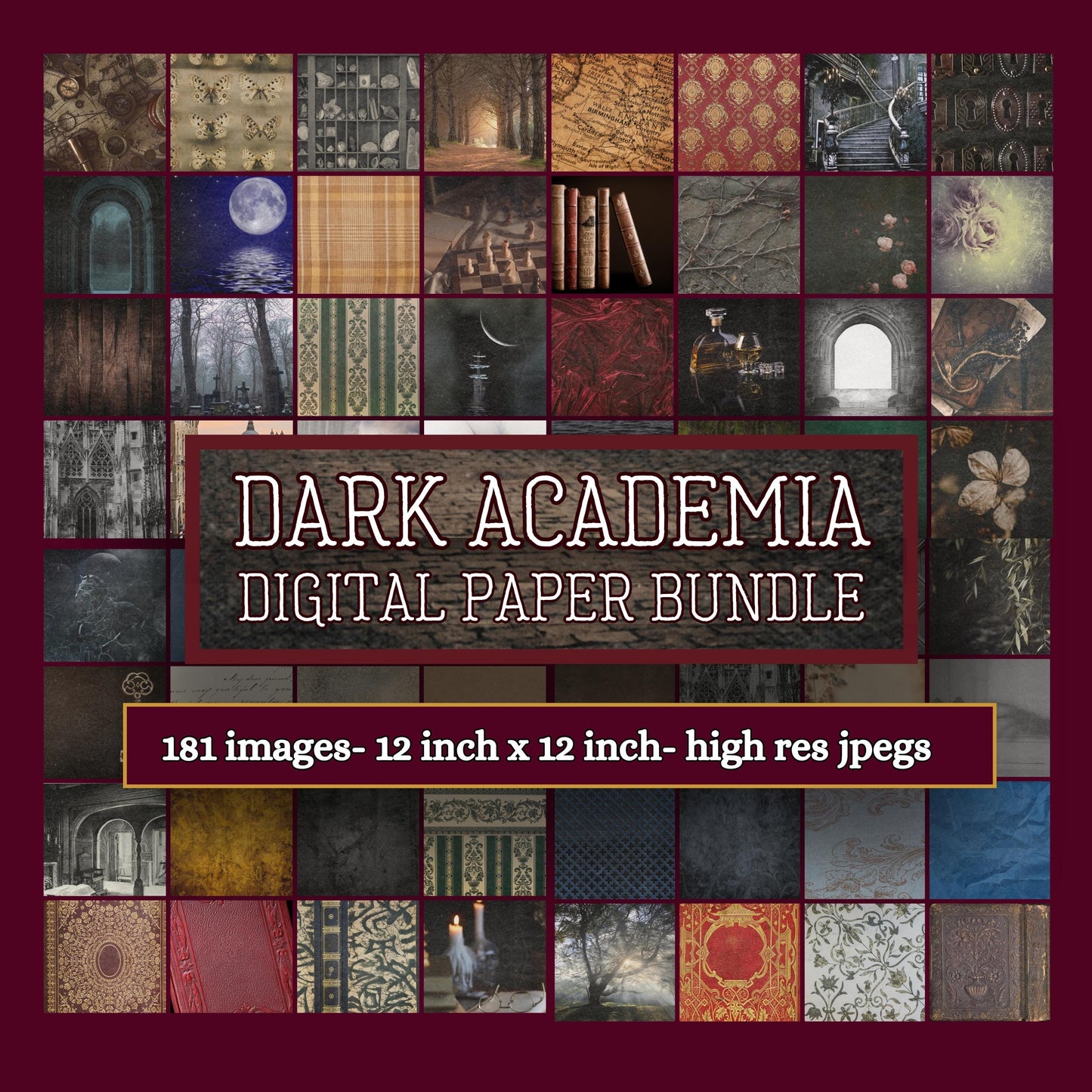 Dark Academia Digital Paper Bundle Victorian Scrapbook Paper Mega Art Kit Printable Paper Antique Textures Wallpaper Moody Gothic Collage